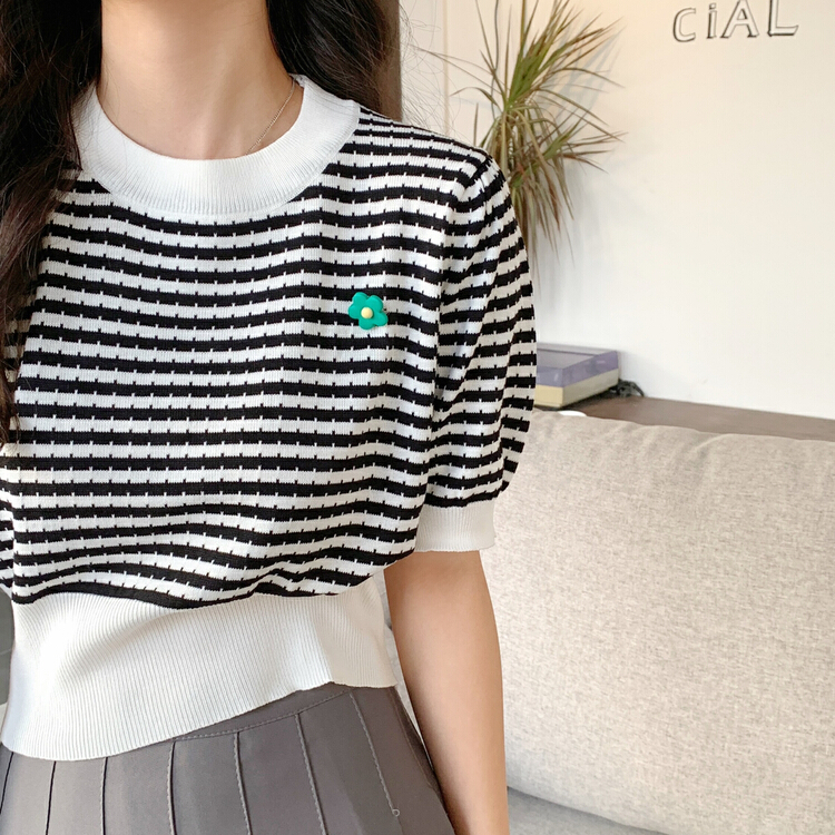 [f · P] new round neck striped T-shirt 80041# HBx