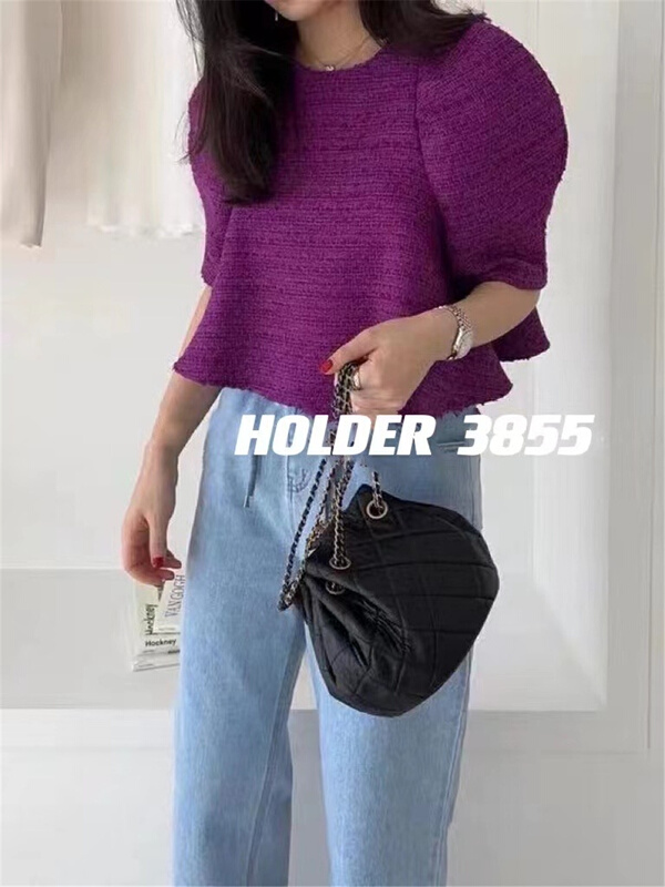 New in early summer! [holder] Vintage bubble sleeve small fragrance shirt 8848# zxl