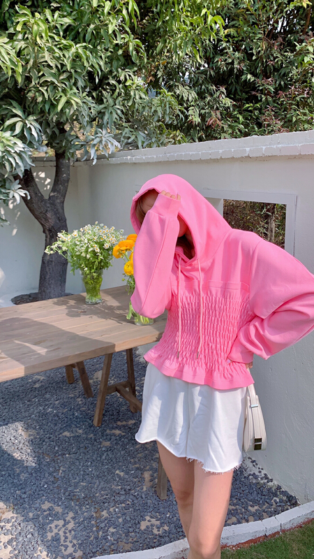 goods in stock! New year in early spring! [love] Korean slim fit leisure hooded fishbone waist closing sweater 890-1# WTT