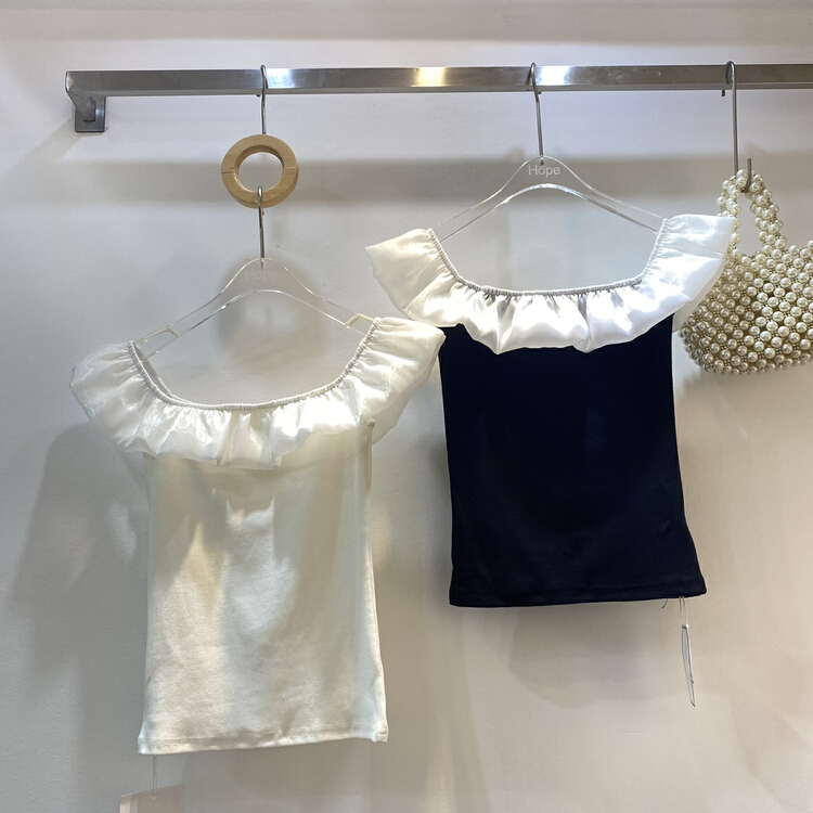 New in early summer! [Nancy] elegant temperament short sleeve one shoulder shirt ys1-61# WPL