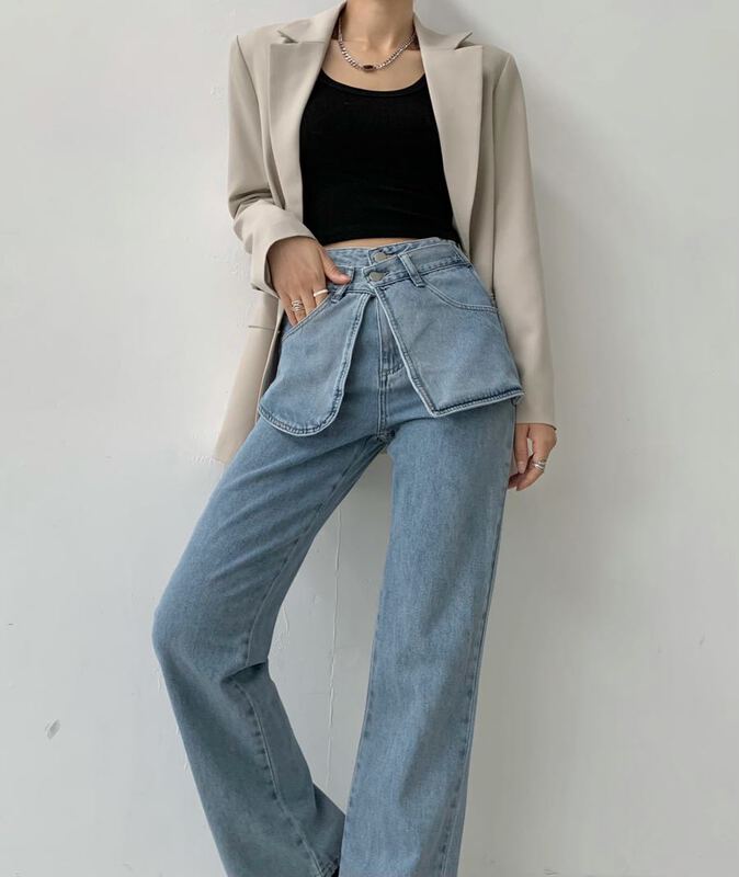 [context sense] niche design exposed pockets show height and thin jeans mnc649# CLS