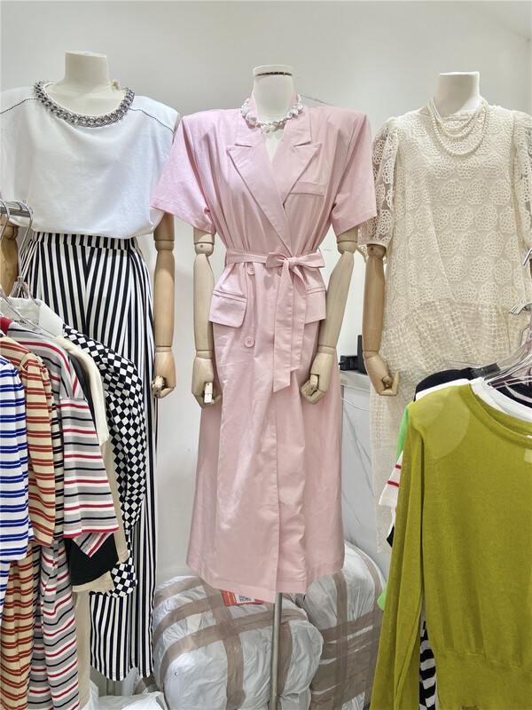 [Yan Sha] Korean style fashion style shoulder padded waist dress (with belt) 215# CLS