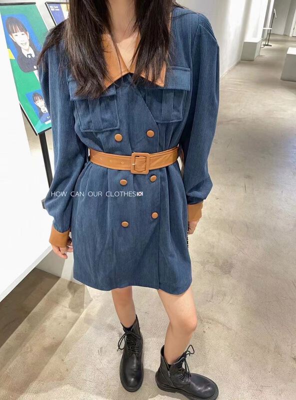 goods in stock! [I-D] Korean style breasted dress (without belt) ys1-9906# L