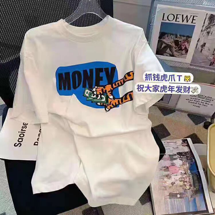 New in early summer! [three thousand gold] Korean print versatile short sleeve T-shirt ys1-1136# ll