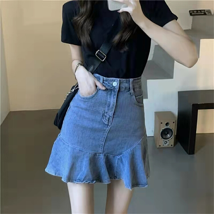 New in early summer! [Danling] high waist washed pleated skirt (without chain) 0935# PCZ