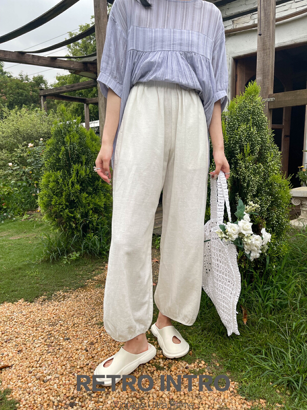 New in early summer! [Rin] simple temperament, loose and thin casual pants 21055# cqw