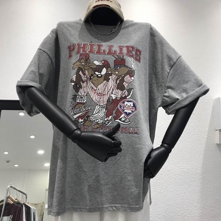 [misu misu] round neck ruffian handsome style personalized design fashion short sleeve T-shirt 6011# ll