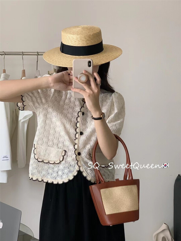 [sq] contrast lace temperament small shirt ys1-3368# zxx