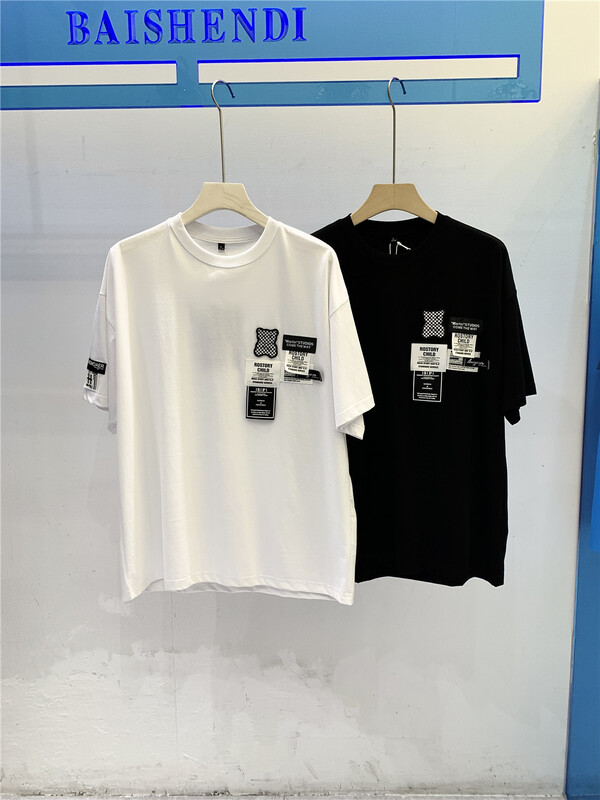 [Parkson] round neck loose label short sleeve T-shirt 5662# ZZL
