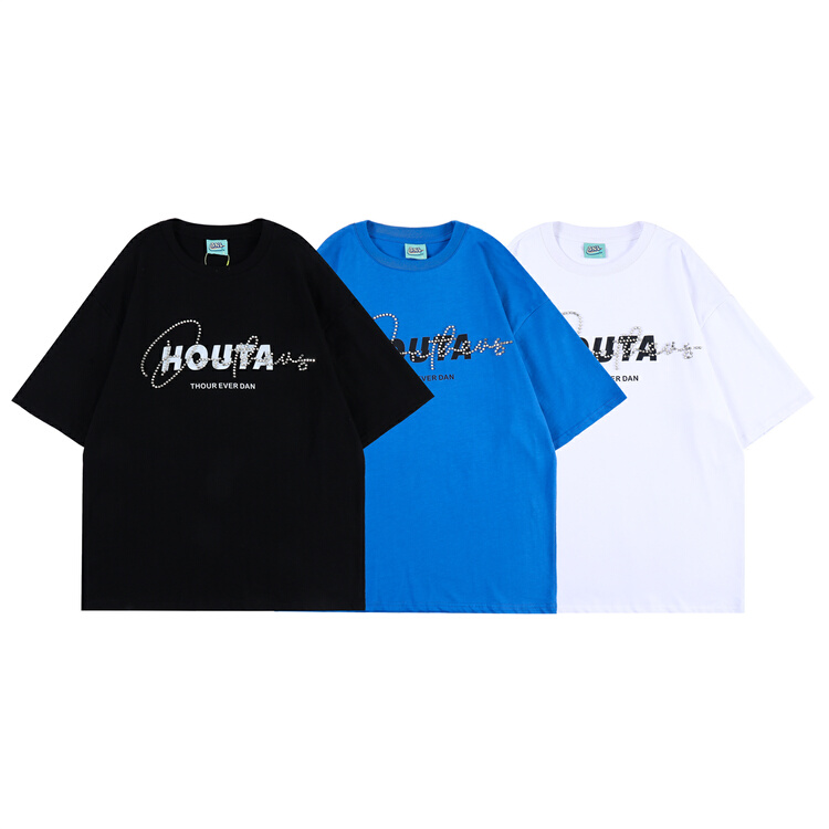 [BNL] printed rivet heavy letter short sleeve T-shirt 445# ZZL