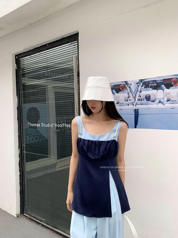 New in early summer! [neihe] off shoulder fake two piece fashion vest / sling 11387# zxx