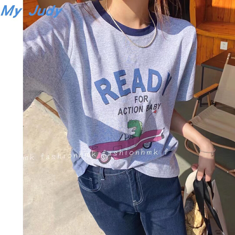New in early summer! [m.two] contrast letter printed short sleeve T-shirt 7390# hyy