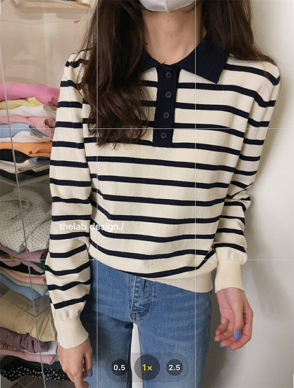 New year in early spring! [the lab] Polo neck stripe design t-shirt 11007-1# zxx