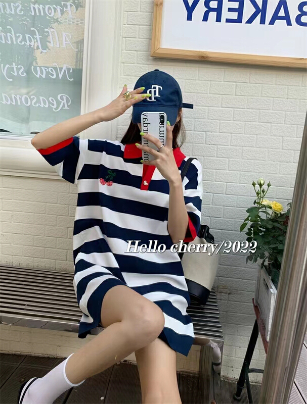 [Hello cherry] striped loose fit T-shirt 813# WTT