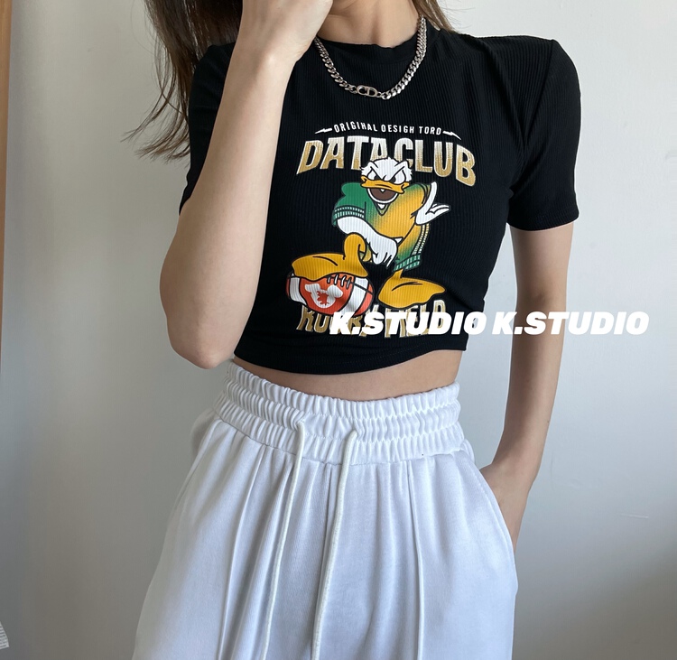 New in early summer! [Kim studio] round neck Donald Duck slim short sleeve T-shirt 3307# PCZ