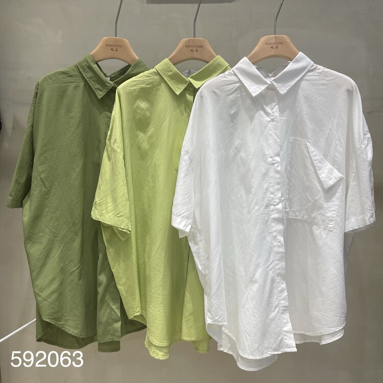 [fabric] Korean style net comfortable shirt 592063# L