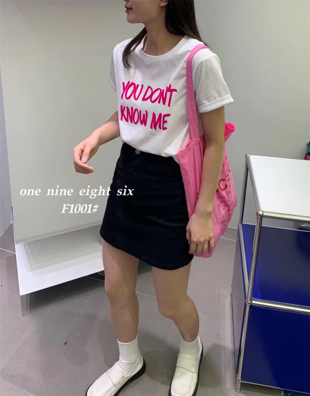 [1986] simple letter print loose Pullover short sleeve T-shirt ys1-1001# XYY