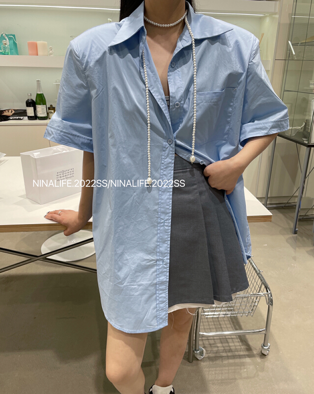 New in early summer! [Nina life] casual shoulder pad shirt 3957# zxl