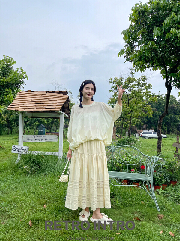 New in early summer! [Rin] Korean Style Lace solid color skirt 20919# cqw