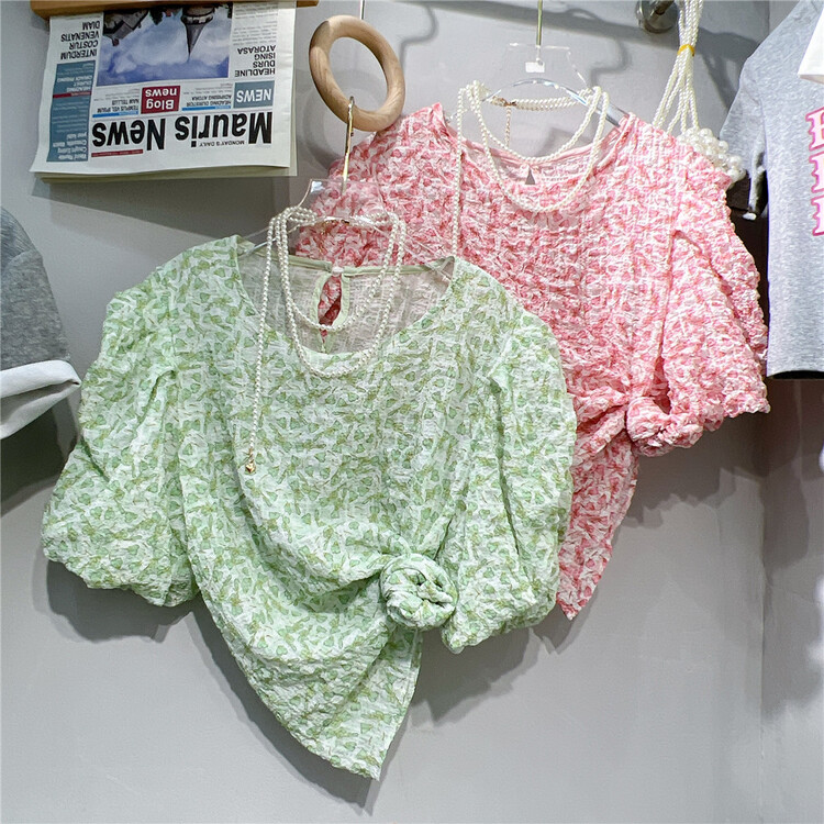 [Kili] pleated fashion versatile blouse (with chain) 2802# XYJ