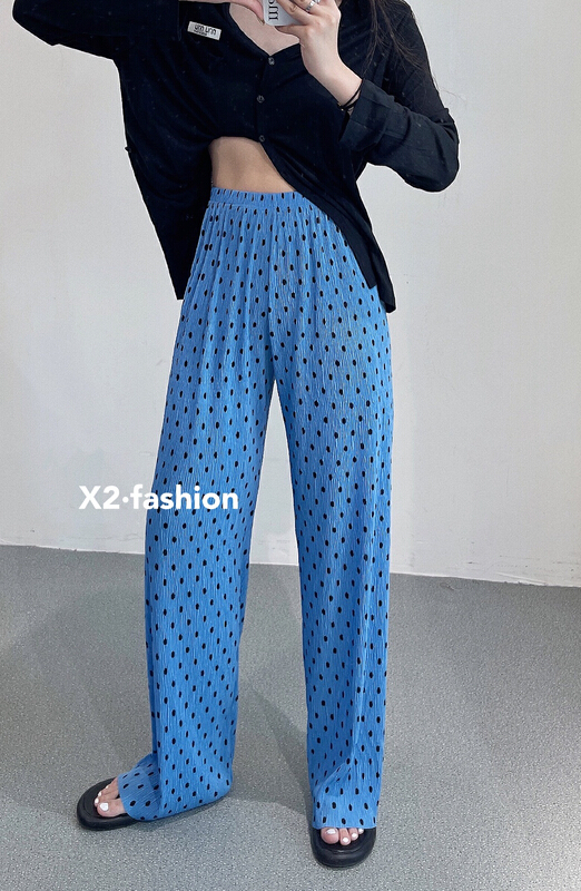 [x2] wave point wide leg loose casual pants 8869-1# ozq