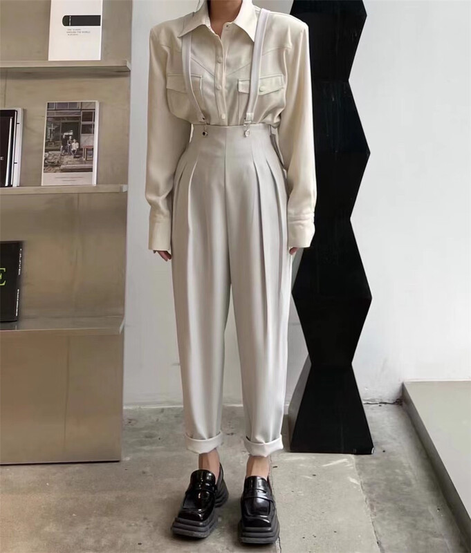 New year in early spring! [naisha beard] Korean versatile simple solid color casual pants (with strap) ys2-6033# CLS