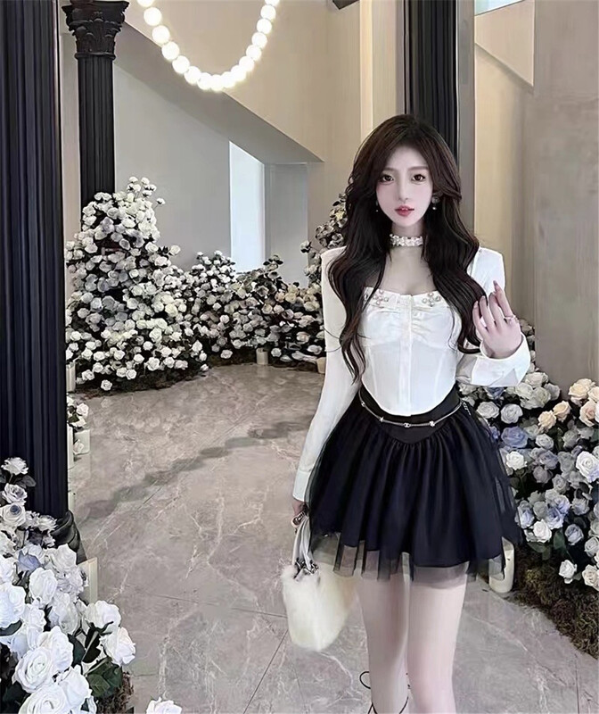 [66 clothing] little women's short long sleeved shirt k9907# JJ