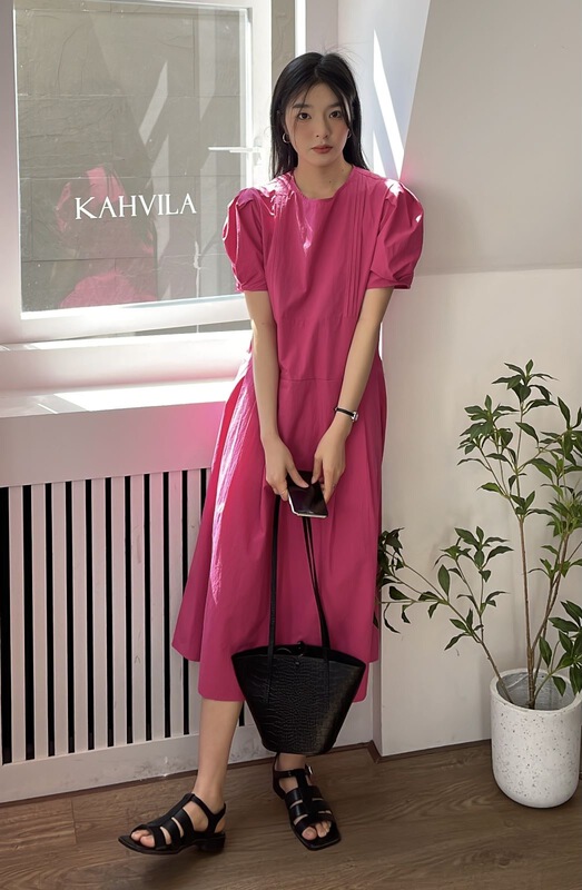 [clean space] Korean simple candy color wide solid dress 31958# CLS
