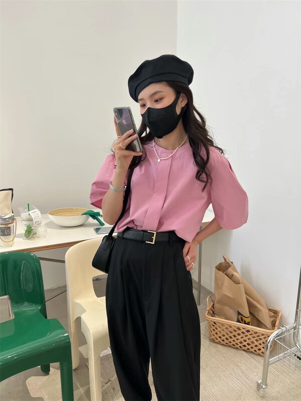 New in early summer! [sanbara] simple Korean Style Bubble Sleeve Shirt 9259# LSW