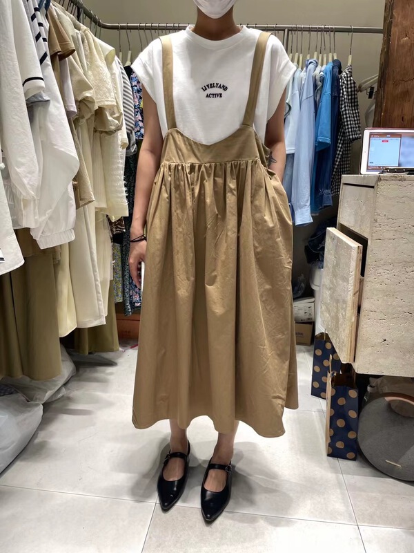 New in early summer! [dream fly] Korean simple letter printed short sleeve T-shirt + loose and versatile strap skirt set 61159# XJ