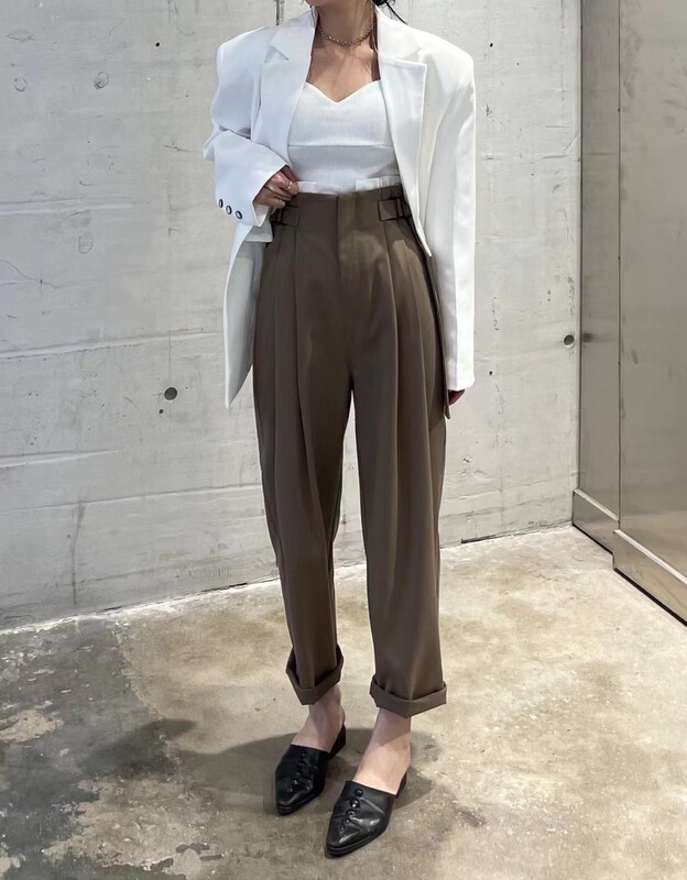 New year in early spring! [naisha beard] high waist retro foreign style versatile flower bud casual pants 6052# CLS