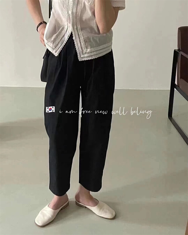 New in early summer! [free studio] Japanese elastic waist 9-point casual pants 6890# hjy