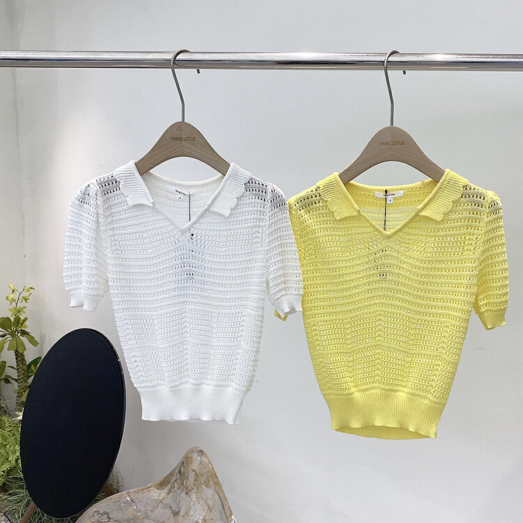 [Yang lotus] temperament Lapel hollowed out shirt s12230189# ozq