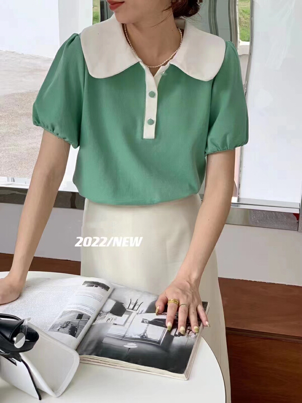 New in early summer! [Lina] baby collar bubble sleeve aging shirt ys1-8775# zxx