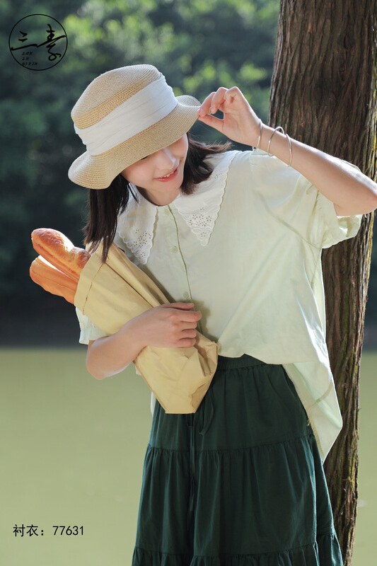 [original of three plain clothes] simple temperament literary style shirt 77631# XYJ