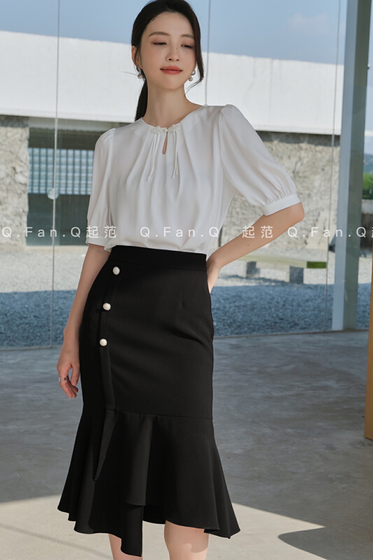 [style] fashionable and versatile disc buckle design Round Neck Shirt 80010# JJ
