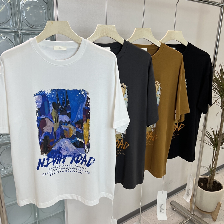 [maibia] crew neck Pullover comfortable pattern printed short sleeve T-shirt 22023# ZZL