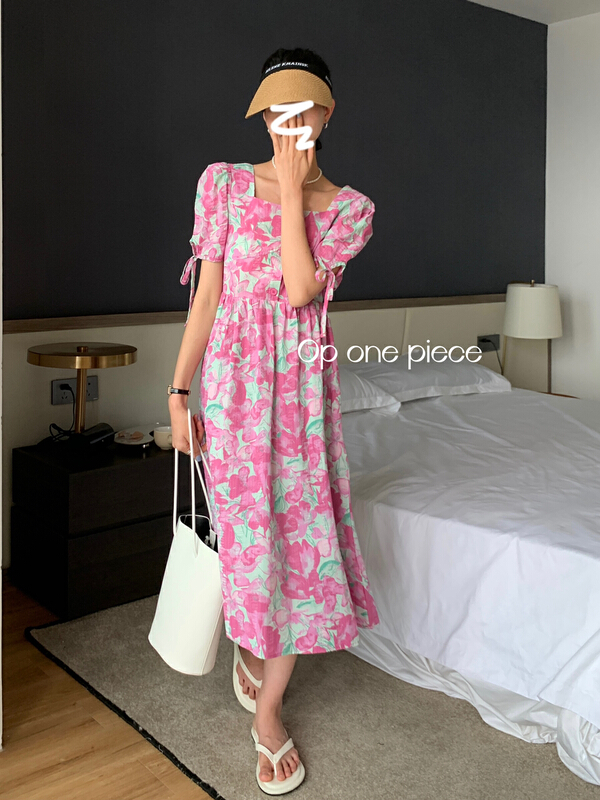 [OP one piece] Korean sweet print dress 60092# hjy