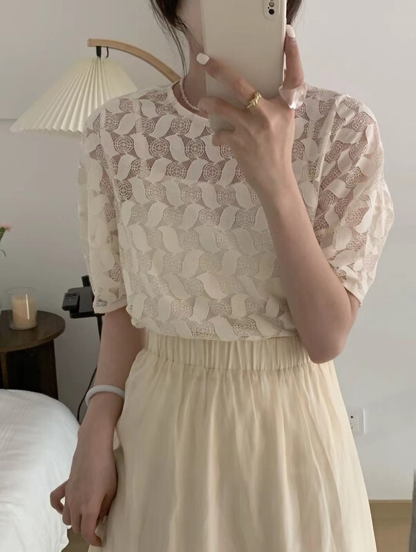 [sunshine] Korean solid color hollowed out outer small shirt (excluding dress / belt) 9571# cqw