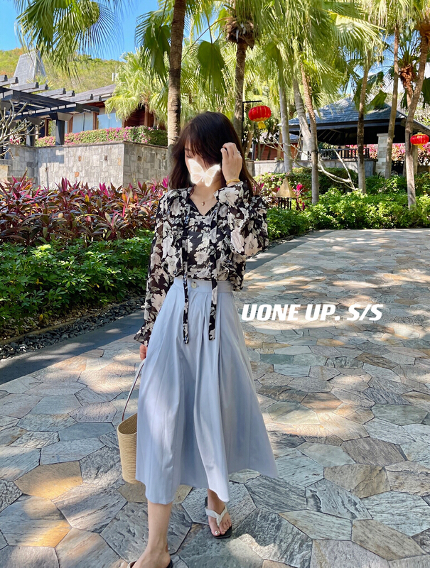 New year in early spring! [uone] temperament: broken Flower Chiffon shirt with ear band 98265# LSL