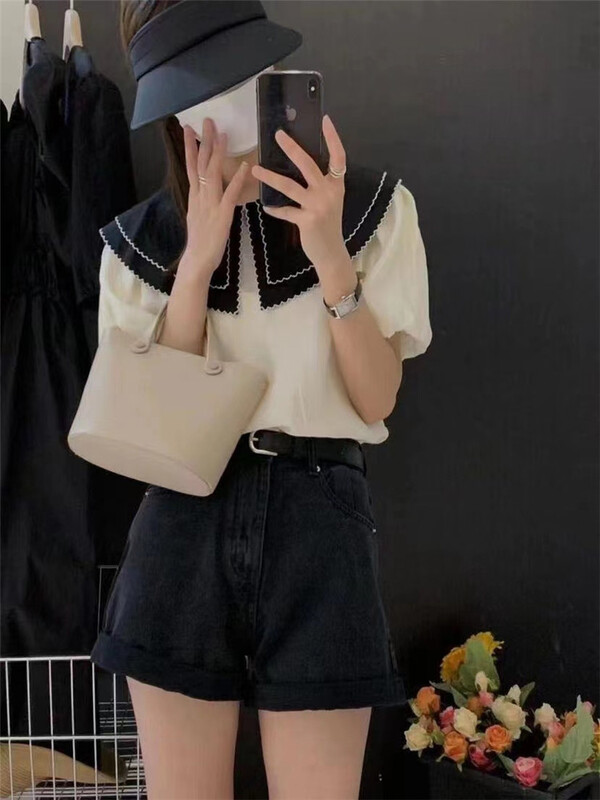 [Susan] contrast color trend personalized design blouse 18217# LSW