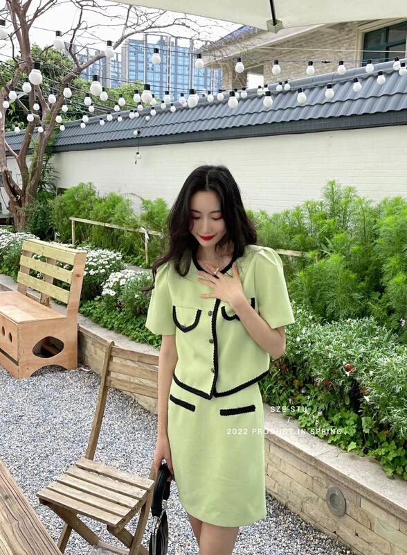 goods in stock! [Sze] small fragrance, high waist and thin skirt 90399# zxx