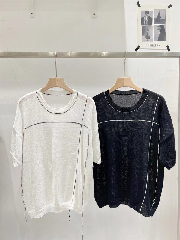 [td] simple open thread short sleeve T-shirt 2277# XJ
