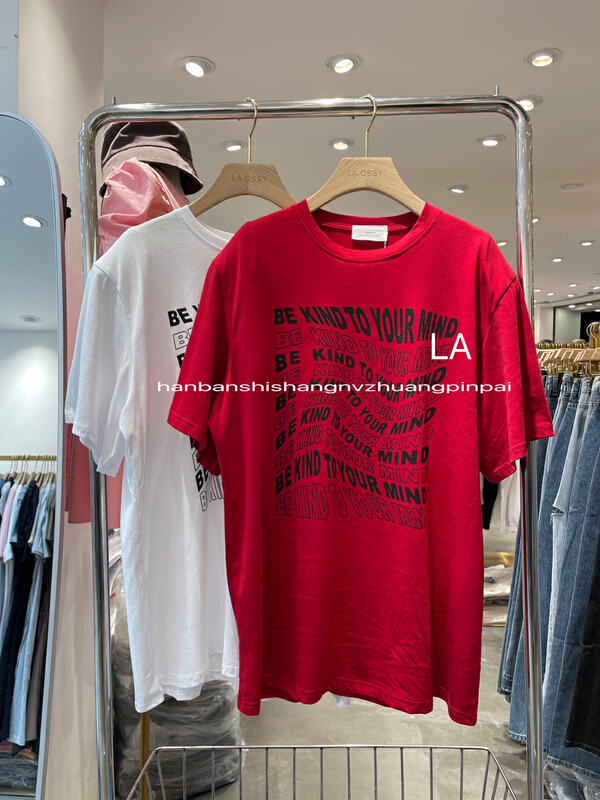 [laqssy] letters fashionable printing fashion short sleeve T-shirt 9873# zyh