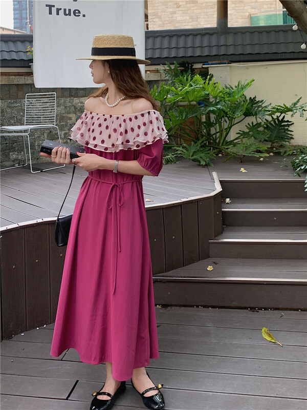 [m-canvas] one shoulder wave point temperament dress (with rope) (only skirts) 8231# lwy