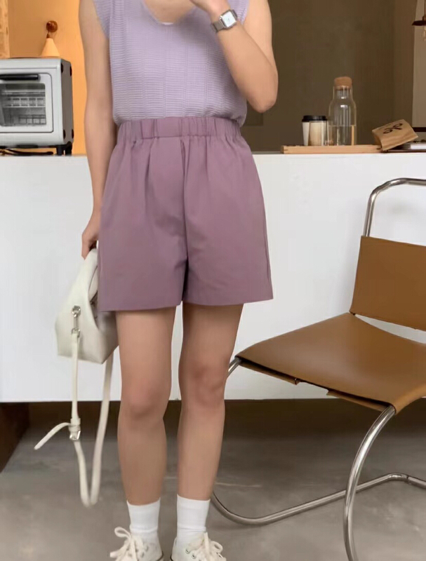 New in early summer! [seek peach] simple solid color versatile casual shorts 5105# ll