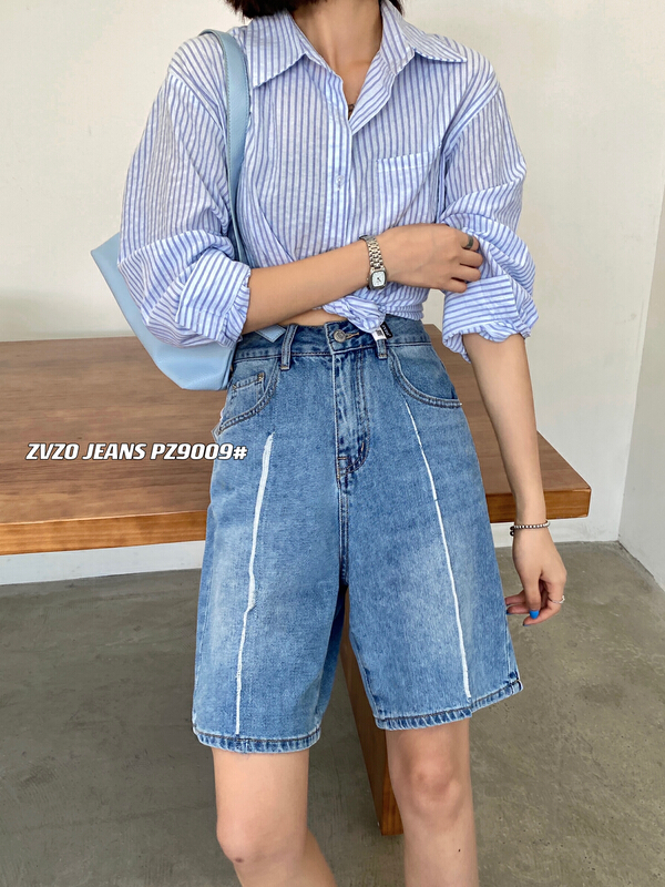 [zvzo] Korean style characteristic midline design loose five point denim shorts pz9009# CLS