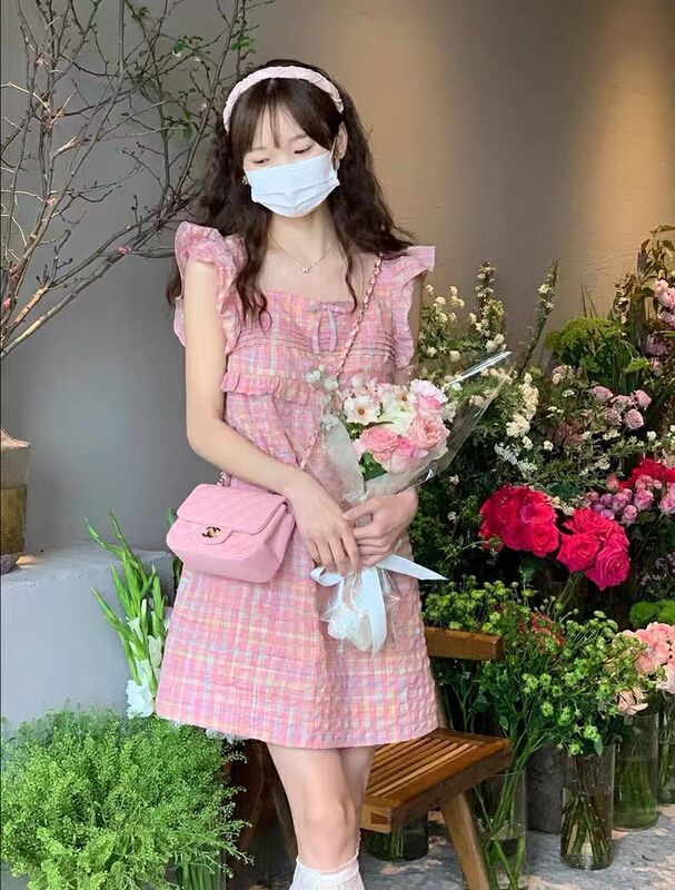 [are studio] design sense square neck small flying sleeve vest dress 81105# zxx