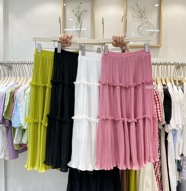 [Max original] Korean pleated fungus side elastic waist skirt 98160# HBx