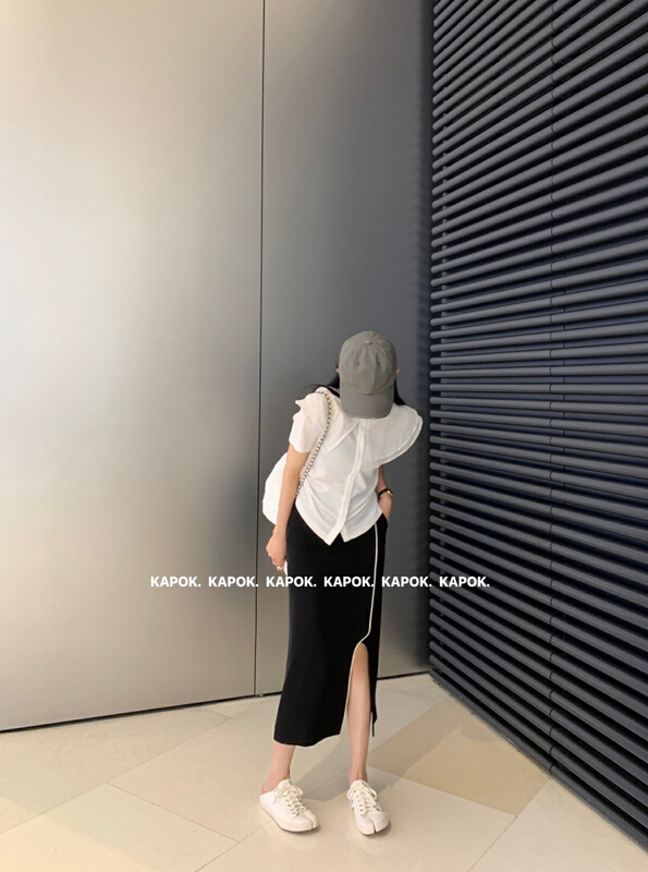 [kapok] double layer large lapel versatile personalized short sleeve T-shirt ys1-5497# zxl